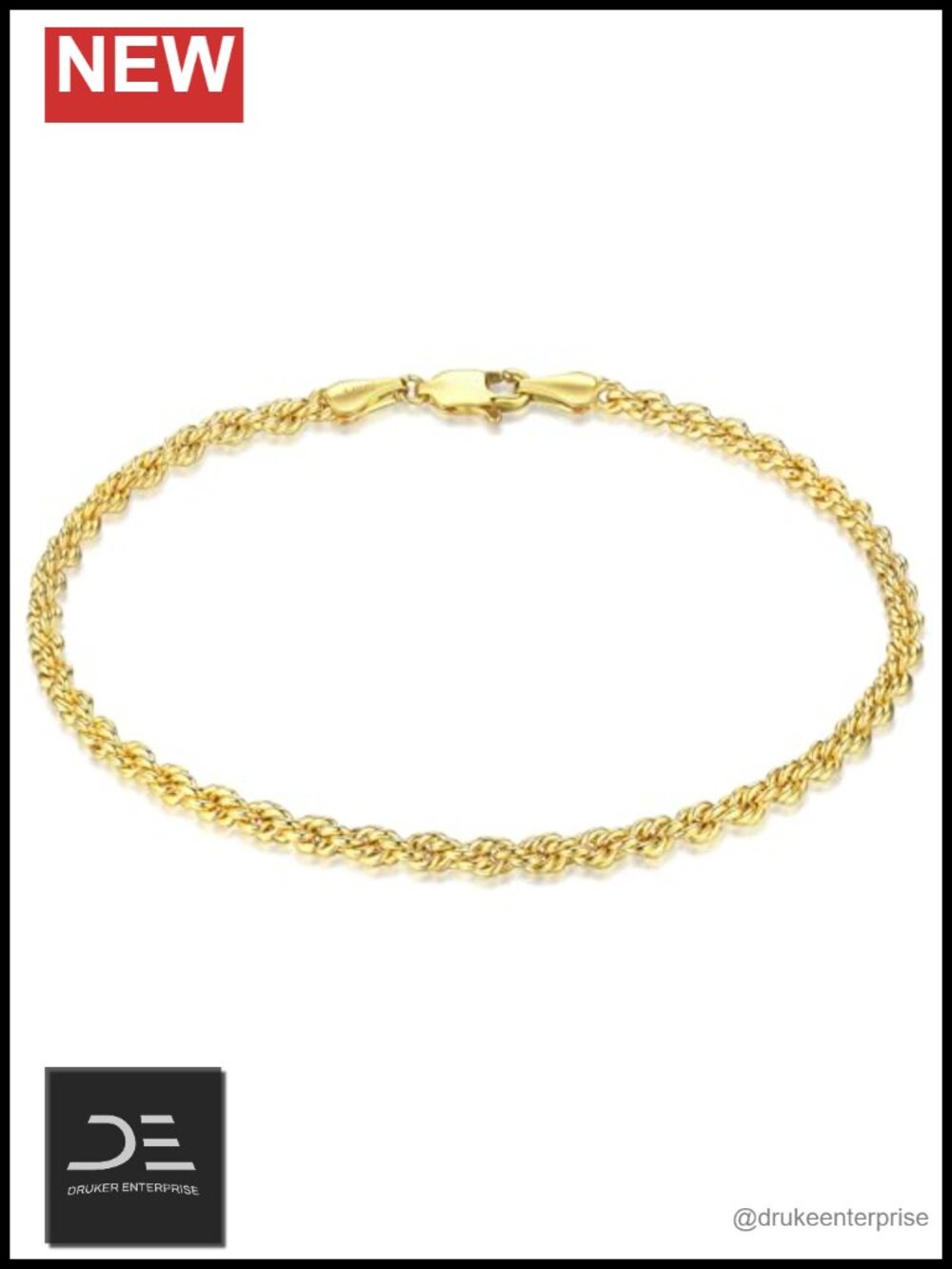 Dainty Gold Filled Rope Chain Bracelet Unisex Stackable Non-Tarnish Gift